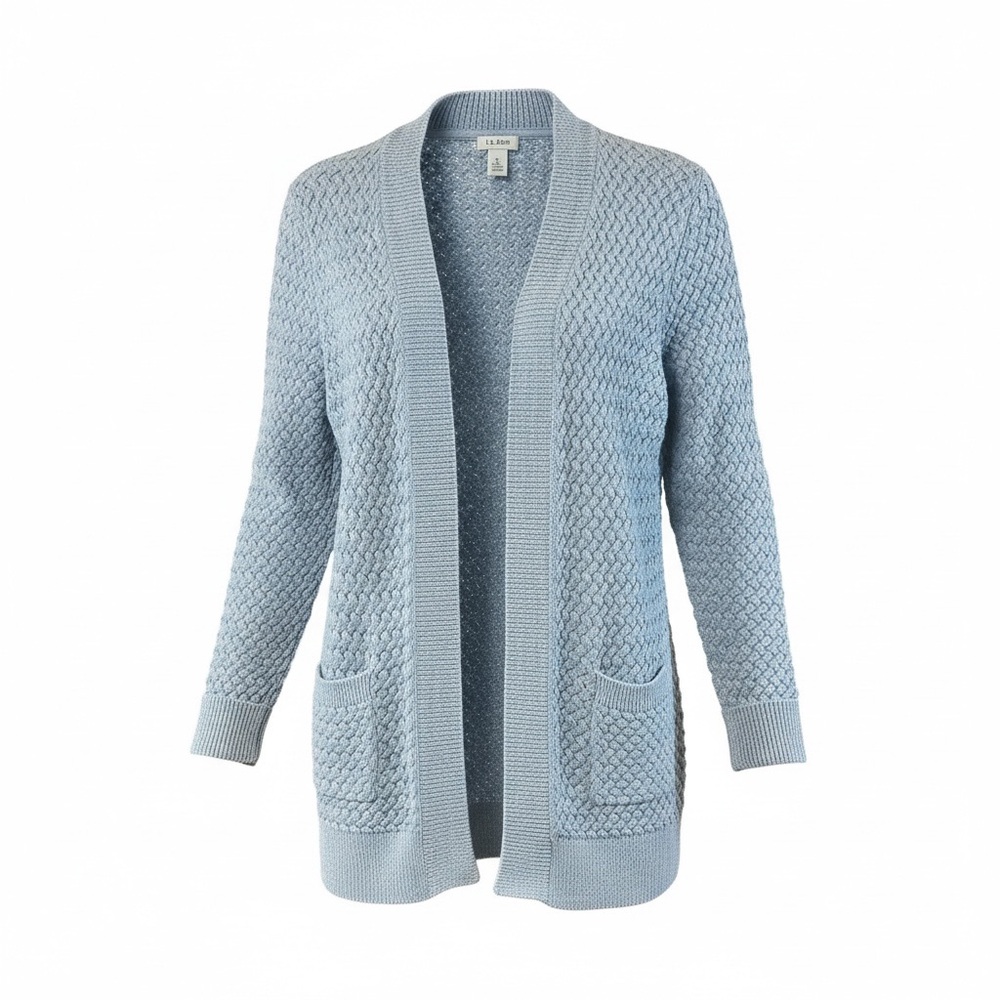 L.L Bean Woven Knit Open Cardigan Sweater - Picture 2 of 5